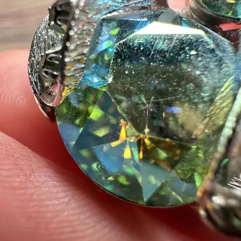 Vintage Warner Insect Bug Blue Green AB Rhinestone Silver Tone Signed Brooch Pin