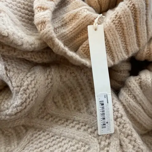 Caslon  Women’s Tan Chunky Cable Knit Turtleneck Sweater Size Medium NWT