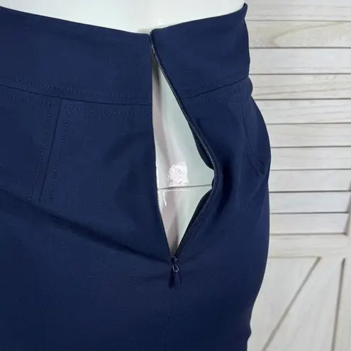 New York & Company High Waist Stretch Pencil Midi Skirt Navy Blue 0