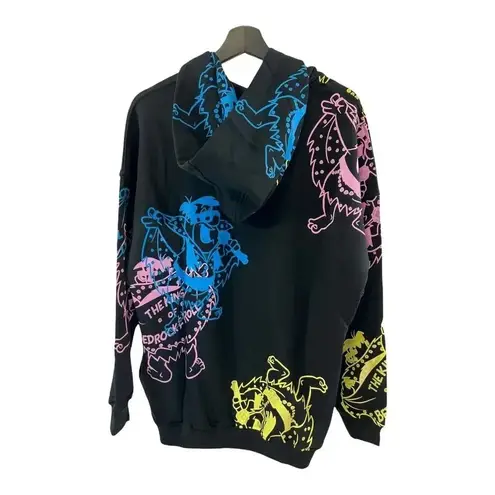JEREMY SCOTT The King of Bedrock & Roll Graphic Hoodie Sweater Black Size undefined