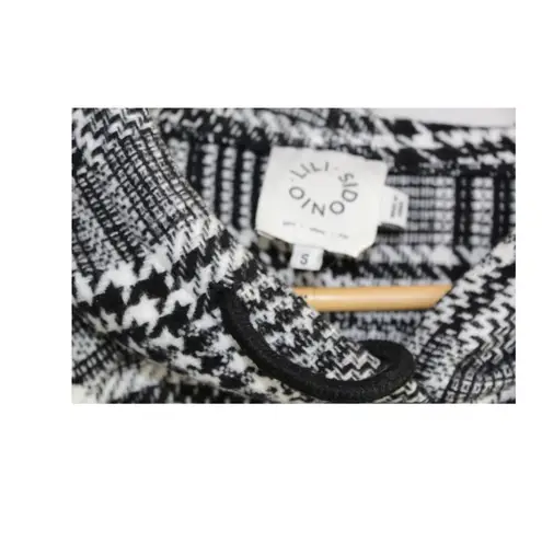 Lili Sidonio Molly Bracken Women's Black & White Plaid Hoodie Dolman Size Small