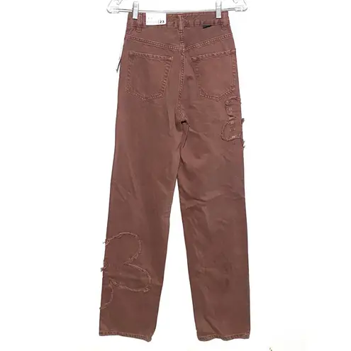 PacSun  90s Boyfriend Jeans Brown Flower Floral 3D Textured Womens 23 NWT Spot