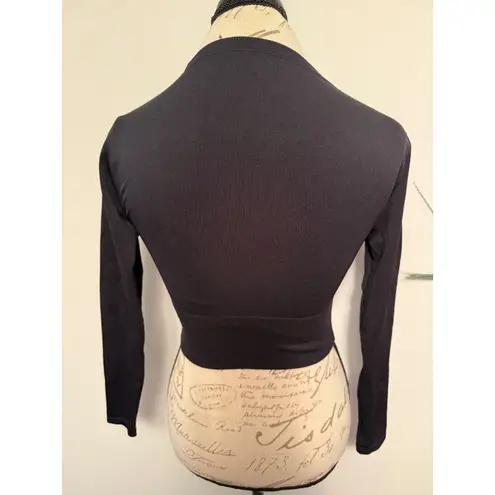 OFFLINE by Aerie Seamless Cropped Long Sleeve Top XS Black Athletic