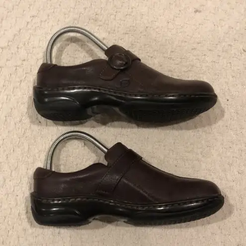 Born Brown Leather Slip On Comfort Women Mules Size 7