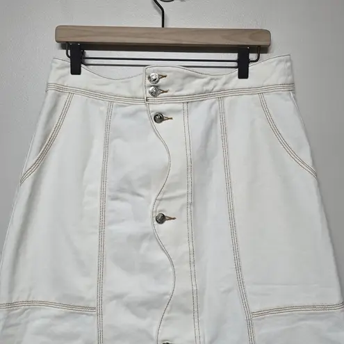 Farm Rio White Wave Denim Maxi Skirt Sz 31 Boho Festival Western NWT $195