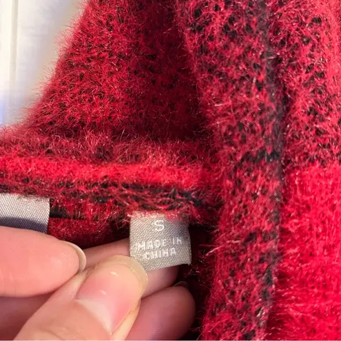 Cyrus Red and Black Buffalo Plaid Open-Front Sleeveless Vest Cardigan Size S