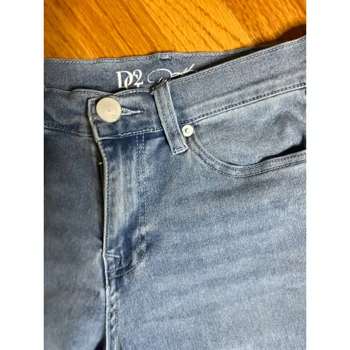 D2 Diane Gilman Jeans Cropped Wide Leg Colorblock Frayed Hem Denim Size 6P Blue