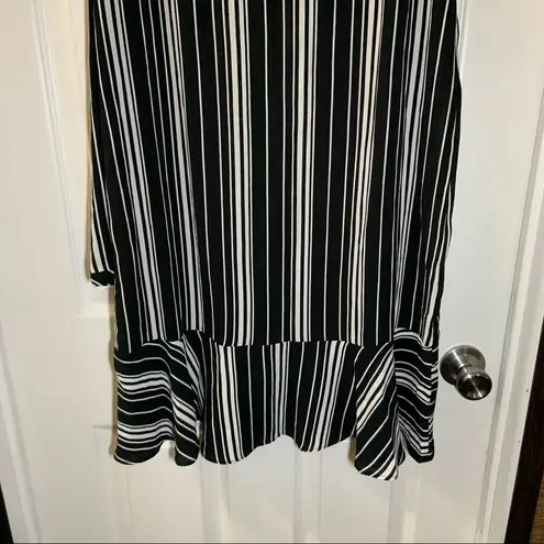 FATE. NWT by LFD Black Striped Cold Shoulder 3/4 Sleeve Dress S