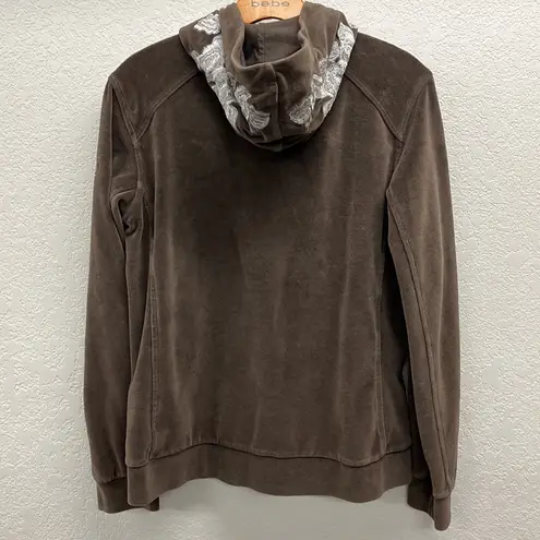 Vintage Bogner Velour Velvet Full Zip Hoodie in Brown Size M L EU40 Size M