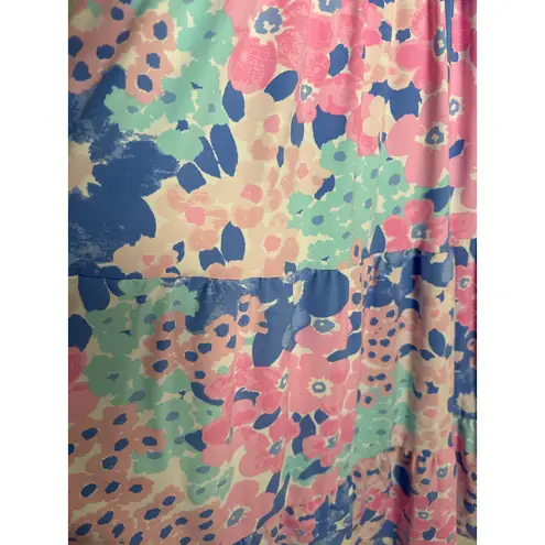 Mahi Gold The Fitz Dress Summer Jubilee in Shell pink blue floral smocked XS