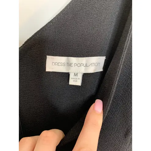 Dress the Population Black Isabelle Crepe Stretch Mermaid Bodycon Midi Medium