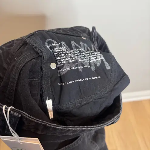 Ganni NWT Magny Jeans Black High Rise Wide Leg Size 25