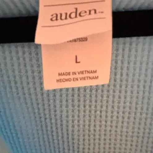 Auden Waffle Knit Full Zip Hoodie Sweatshirt Hoodie Blue Large Cropped