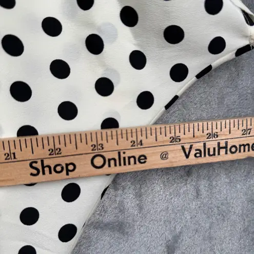 Retro Betty Blouse Polka Dot V Neck Dolman Sleeve Smocked Waist Pinup Rockabilly White Size M