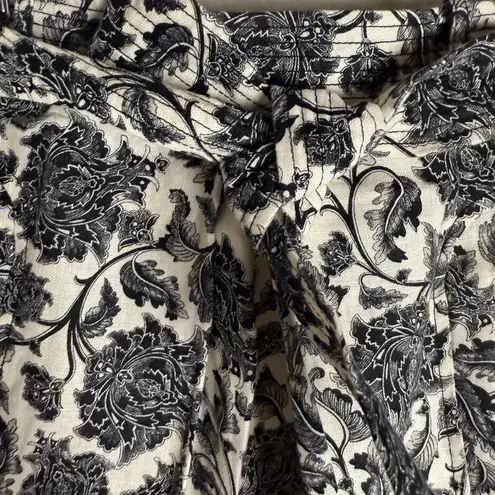 Zimmermann Zimmerman Linen Black White Floral Print Tie Waist A-Line Mini Skirt Size 4