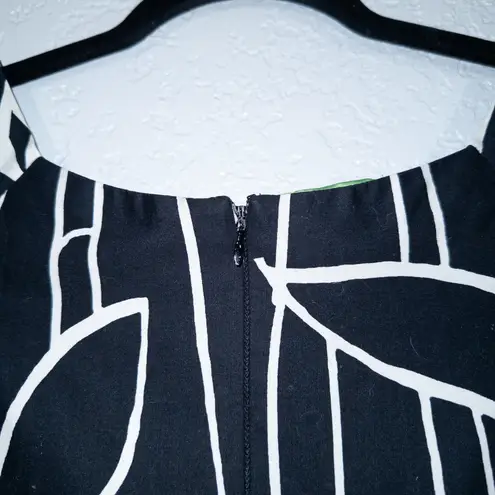 Madison Leigh Black & White Patterned A-Line Dress Size 4 Petite