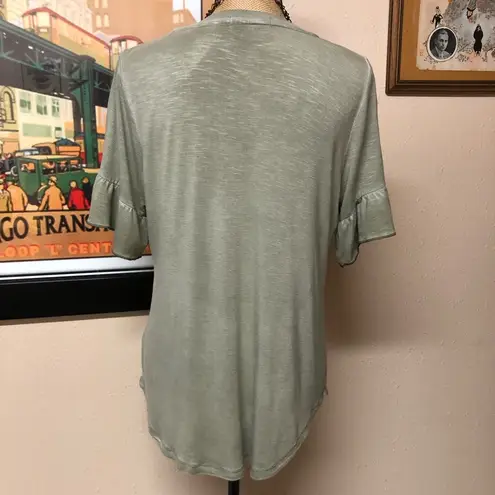 Knox Rose Women's Sage Green Ruffle Sleeve Top Size M