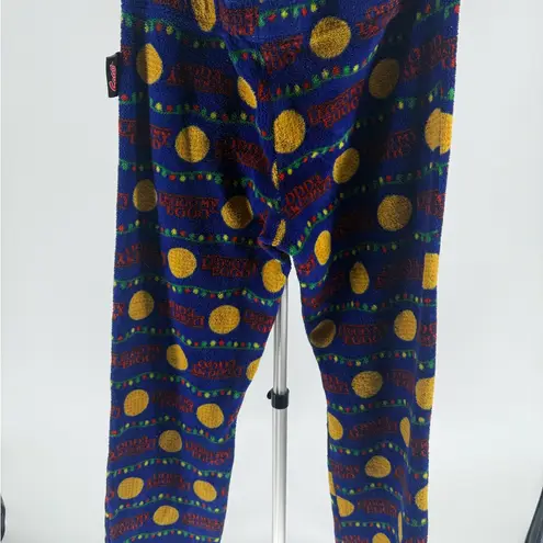 Unisex Kellog's Leggo My Eggo Thick Fleece Pajama Bottoms Pants Blue Size Small