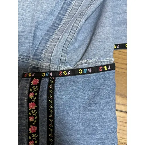 Tweety Bird Overall Denim Dress Woman Size Medium Warner Bros Embroidered 90's Blue