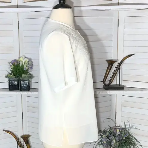 Vintage Beaded Cream Floral Top and Cardigan Set Large