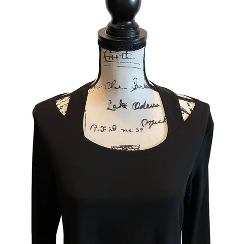 Clara Sun Woo Cut Out Tunic Dress Black Size Small 3/4 sleeves stretch NWOT