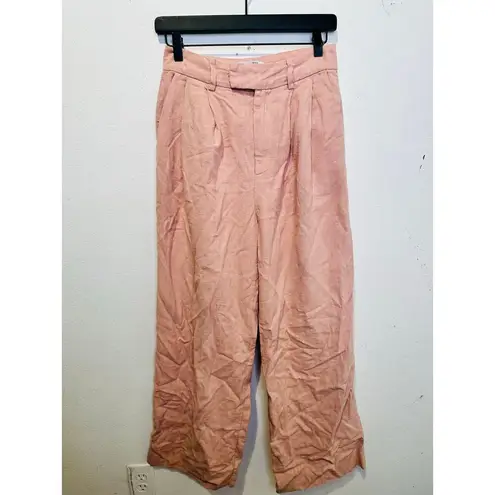 EN SAISON Dusty Pink Linen Style Front Zipper Macey Trousers Pants Size Small