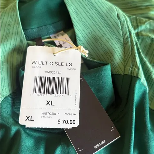 Adidas NWT  Women’s WLTC SLD LS Green Zip-Up Jacket XL UPF 50+ Golf/Running Top