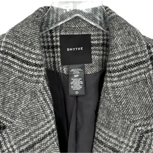 Smythe Oversized Notched Lapel Blazer Gray Glen Check Plaid Small