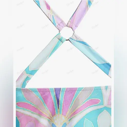 Rosegal Blue and Purple Mini Skater Skirt Resort Wear Size M