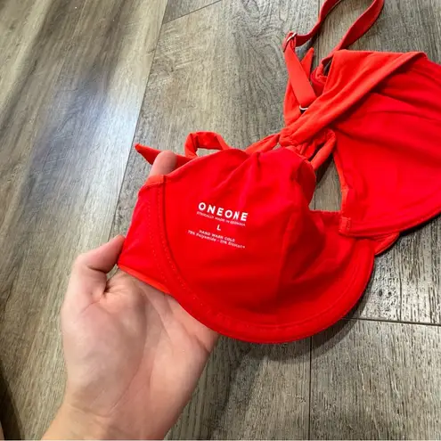 ONEONE Free People Red Orange Bikini Top Size L Size L