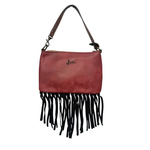 Justin Boots NWT! Justin Cheetah Red Western Fringe Convertible Mini Shoulder Wristlet Bag