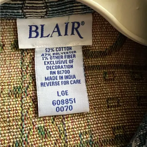 Blair Vintage 90’s Blue Tapestry weave women’s Jacket. Size Latge