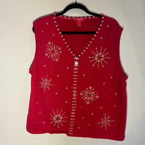 Merry & Bright Women's Candy Cane Peppermint Ugly Christmas Sweater Vest Red 2X