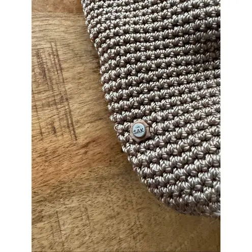 The Sak Crochet Shoulder Bag Taupe Woven Boho Casual Everyday Purse