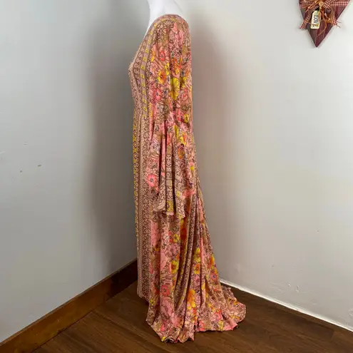 Aratta Silent Journey Feelings Dress Boho Bell Sleeve Medium Pink