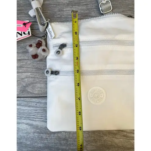 Kipling Cream Nylon Crossbody Bag with Monkey Charm – Adjustable Strap