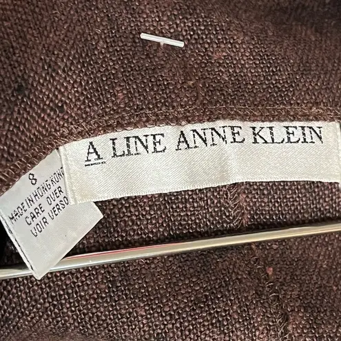 Anne Klein A line‎ 100% Linen Skirt Brown Vintage Woven Academia Chic