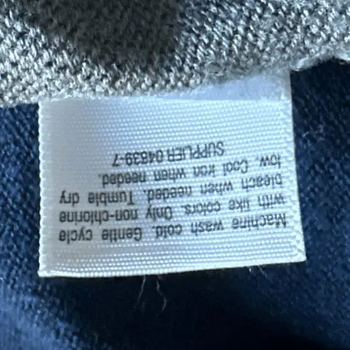 a.n.a Womens Navy Gray Two-Toned Crewneck High Low Sweater Cozy Chic Size Medium