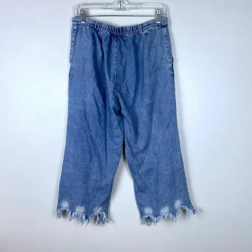 ZARA  Trafaluc Denim Y2K Acid Wash Wide Leg Jeans Cropped Limited Edition Size 4