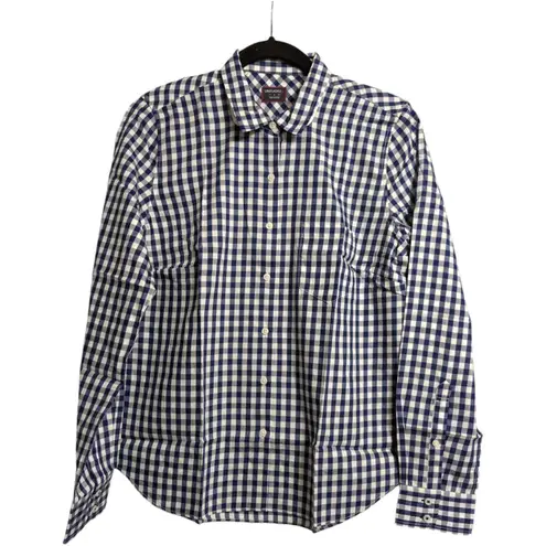 NWT UNTUCKIT Belleza Navy Gingham Button Down Regular Fit Long Sleeve Shirt 16 Blue