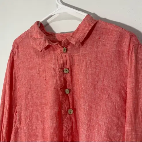 Sigrid Olsen  Coral Linen Long Sleeve Lightweight Top Plus Size 2X