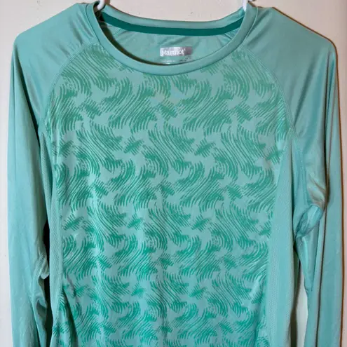 Marmot Womens Long Sleeve Top Activewear Athletic Teal Patterned Large