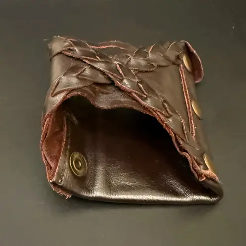 Vintage Handcrafted Brown Soft Leather Snap Button Wrist Wallet