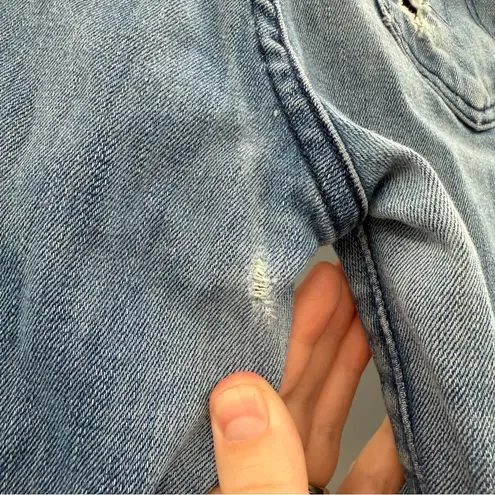 Mother The Looker Crop Distressed Medium Wash Jeans in Graffiti Girl Sz 27 Blue