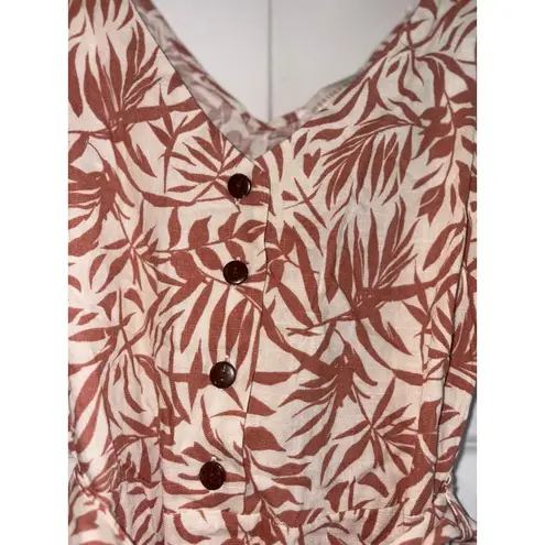 MISA Los Angeles Monteau Los Angeles Brown Leaf Print Button Front Shirt with Belt Size S