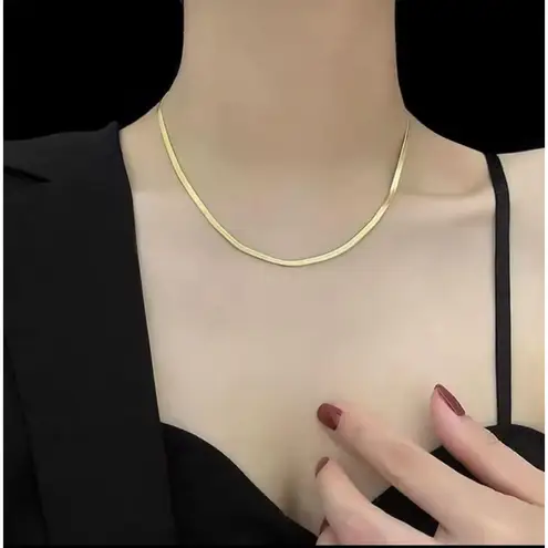 Boutique 3mm Gold Herringbone Necklace | Gold Plated‎ Sterling Silver