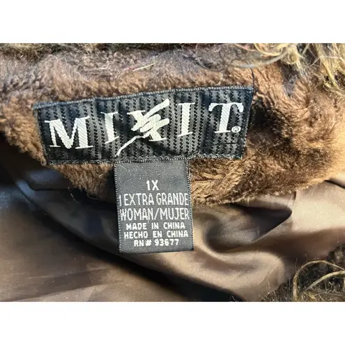 Mixit VTG Y2K Faux Fur Velvet Velour Penny Lane Coat XL Brown Shaggy Boho