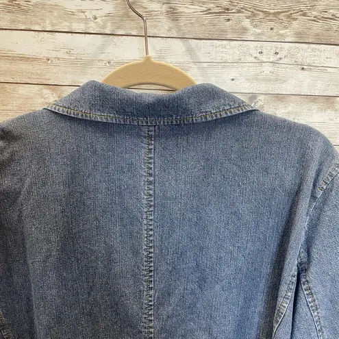 Coldwater Creek Womens XL Jacket Jean 3/4 Sleeve Button Up Ribbon Tie Med Wash - Image 8