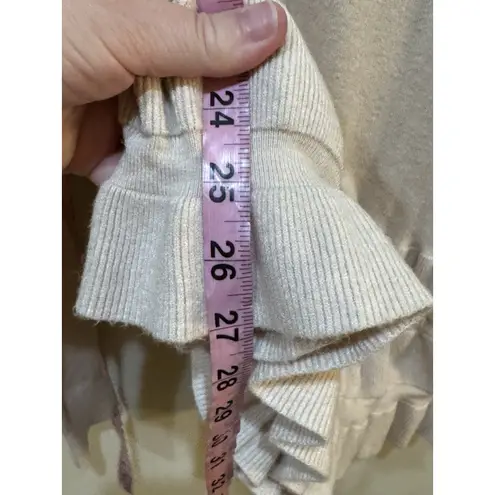 SIONI Ruffle Hem Crochet Open Back Tunic Size Large Cream Wool Sweater Boho