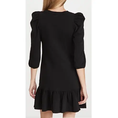 Nation Ltd Womens V-Neck Puff Sleeve Ruffled Hem Mini Dress Black Size XS NWT